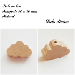Perle en bois de 30 x 20 mm, Perle plate gros Nuage