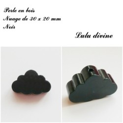 Perle en bois de 30 x 20 mm, Perle plate gros Nuage
