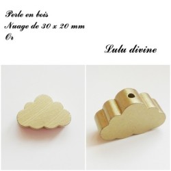 Perle en bois de 30 x 20 mm, Perle plate gros Nuage