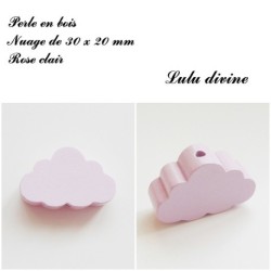 Perle en bois de 30 x 20 mm, Perle plate gros Nuage