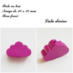 Perle en bois de 30 x 20 mm, Perle plate gros Nuage