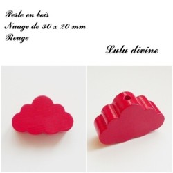 Perle en bois de 30 x 20 mm, Perle plate gros Nuage