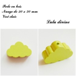 Perle en bois de 30 x 20 mm, Perle plate gros Nuage