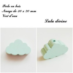 Perle en bois de 30 x 20 mm, Perle plate gros Nuage