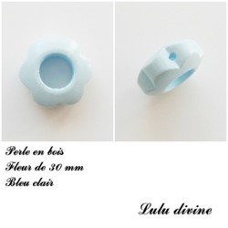 Perle bois Fleur 30 mm avec trous