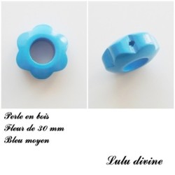 Perle bois Fleur 30 mm avec trous