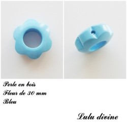 Perle bois Fleur 30 mm avec trous