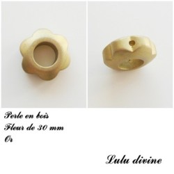 Perle bois Fleur 30 mm avec trous