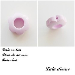 Perle bois Fleur 30 mm avec trous