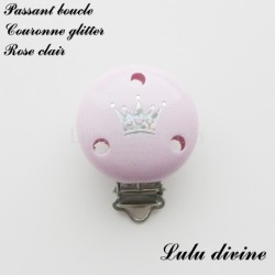 Pince / Clip en bois, attache tétine, passant cournne glitter