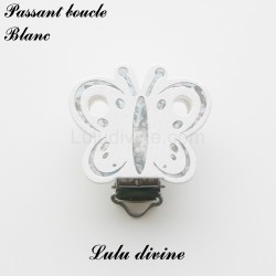 Pince / Clip en bois, attache tétine, passant, Papilon Argenté 2