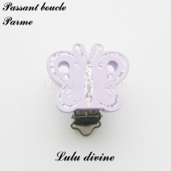 Pince / Clip en bois, attache tétine, passant, Papilon Argenté