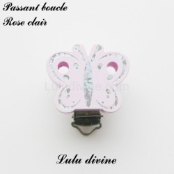 Pince / Clip en bois, attache tétine, passant, Papilon Argenté