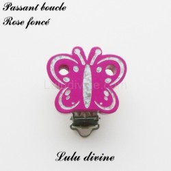 Pince / Clip en bois, attache tétine, passant, Papilon Argenté