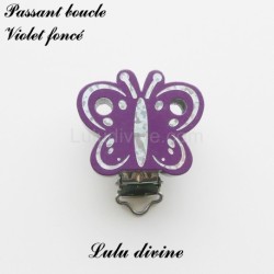 Pince / Clip en bois, attache tétine, passant, Papilon Argenté