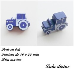 Perle en bois de 30 x 22 mm, Perle plate Tracteur