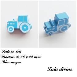 Perle en bois de 30 x 22 mm, Perle plate Tracteur