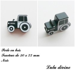 Perle en bois de 30 x 22 mm, Perle plate Tracteur