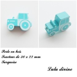 Perle en bois de 30 x 22 mm, Perle plate Tracteur