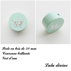 Perle en bois Couronne argentée
