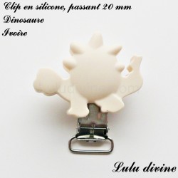 Pince / Clip en silicone, attache tétine, passant de 20mm, Dinosaure 2