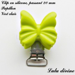 Pince / Clip en silicone, attache tétine, passant de 20mm, Papillon