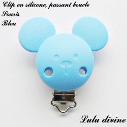 Pince / Clip en silicone, attache tétine, passant, Souris