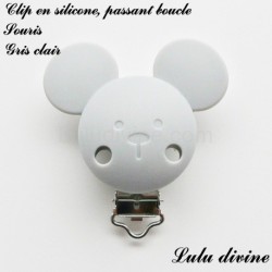 Pince / Clip en silicone, attache tétine, passant, Souris