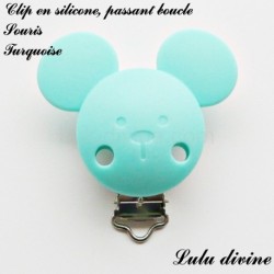 Pince / Clip en silicone, attache tétine, passant, Souris