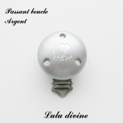 Pince / Clip en bois, attache tétine, passant,  I Love Mom