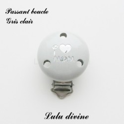 Pince / Clip en bois, attache tétine, passant,  I Love Mom