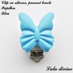 Pince / Clip en silicone, attache tétine, passant, Papillon