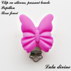 Pince / Clip en silicone, attache tétine, passant, Papillon