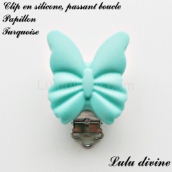 Pince / Clip en silicone, attache tétine, passant, Papillon