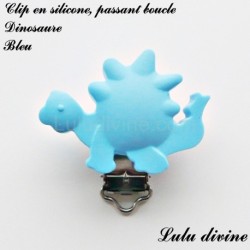 Pince / Clip en silicone, attache tétine, passant, Dinosaure