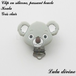 Pince / Clip en silicone, attache tétine, passant, Koala
