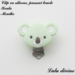 Pince / Clip en silicone, attache tétine, passant, Koala