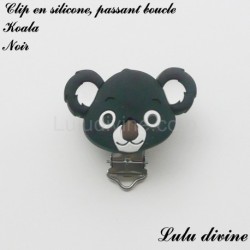 Pince / Clip en silicone, attache tétine, passant, Koala
