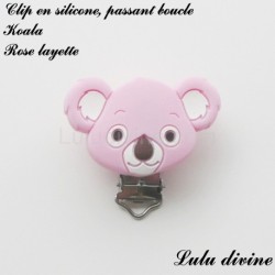 Pince / Clip en silicone, attache tétine, passant, Koala