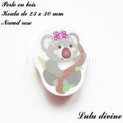 Perle en bois de 23 x 30 mm, Perle plate Koala