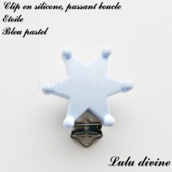 Pince / Clip en silicone, attache tétine, passant, Etoile