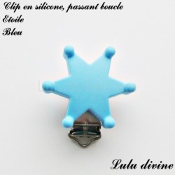 Pince / Clip en silicone, attache tétine, passant, Etoile