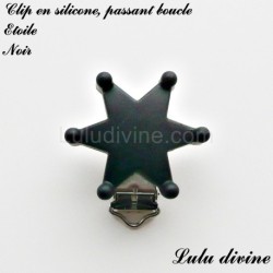 Pince / Clip en silicone, attache tétine, passant, Etoile