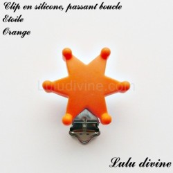 Pince / Clip en silicone, attache tétine, passant, Etoile