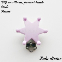 Pince / Clip en silicone, attache tétine, passant, Etoile