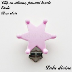 Pince / Clip en silicone, attache tétine, passant, Etoile