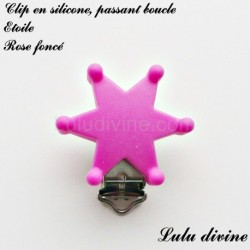 Pince / Clip en silicone, attache tétine, passant, Etoile
