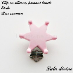 Pince / Clip en silicone, attache tétine, passant, Etoile