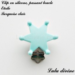 Pince / Clip en silicone, attache tétine, passant, Etoile