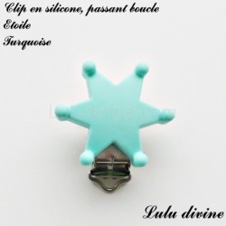 Pince / Clip en silicone, attache tétine, passant, Etoile